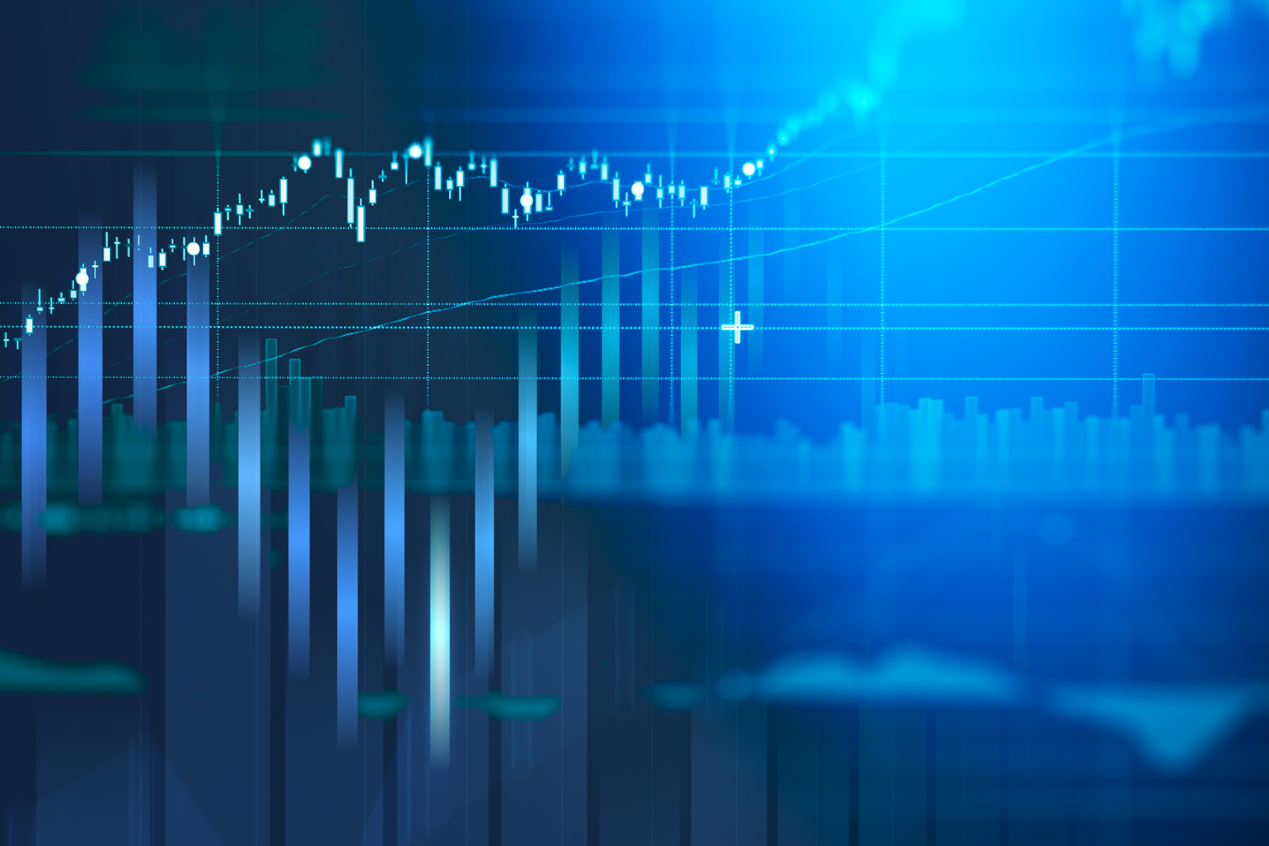 Business candlestick graph chart of stock market investment trading.